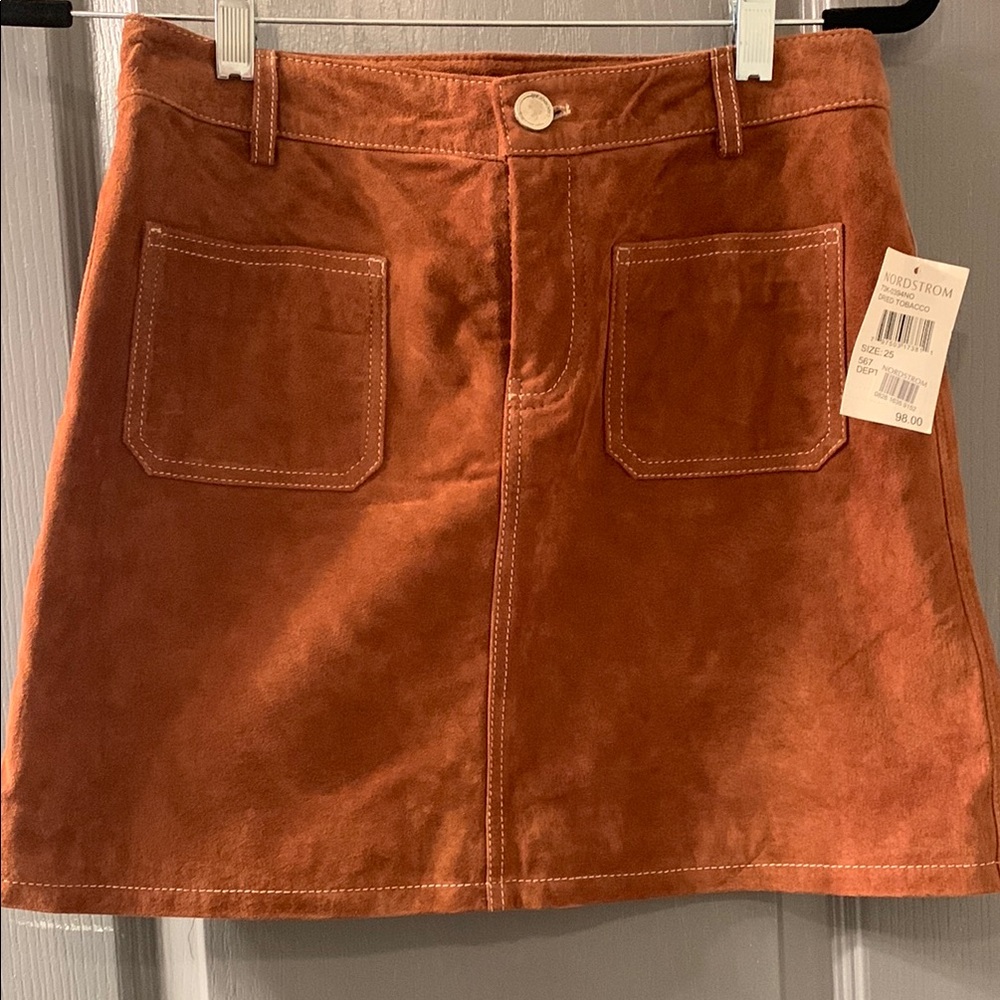 Brown Suede Mini Skirt